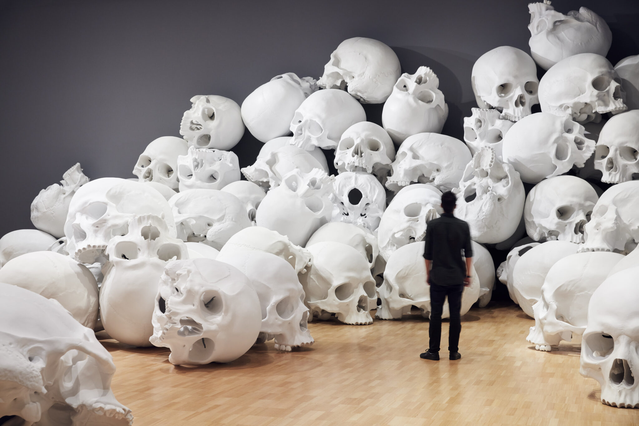 Виды и техники современного искусства. 100 Черепов Ron Mueck. Ron Mueck черепа. Инсталляция искусство. Современные инсталляции.