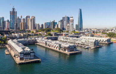 Aerial view of Pier 2/3 at at Sydney's Walsh Bay Arts Precinct