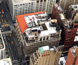 Aerial shot of New York City buildings