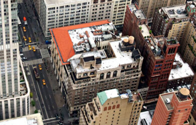 Aerial shot of New York City buildings