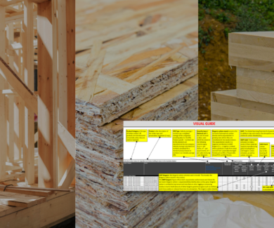 Snippet tiles showing timber framing, osb, and CLT with a screen grab of the WoodSolutions EPD Database