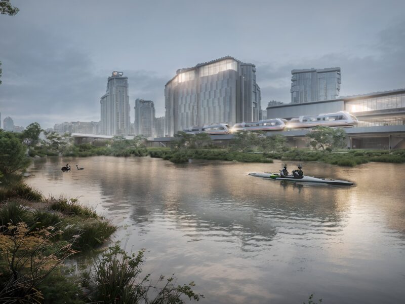 Birrarung 2070 with South Eastern Freeway removed and repurposed. Image: Aspect Studios