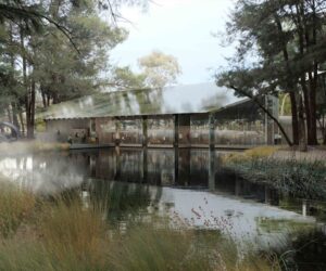 View of the new Pavilion from Nakayas fog sculpture