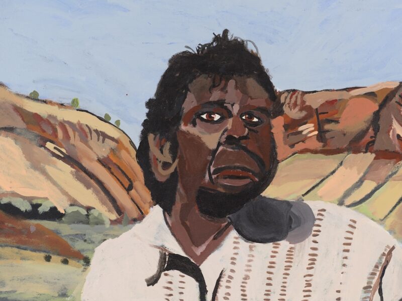 Vincent Namatjira (Western Aranda, born 1983), Albert Namatjira 2021, synthetic polymer paint on linen, 61 × 76 cm. The University of Melbourne Art Collection.
