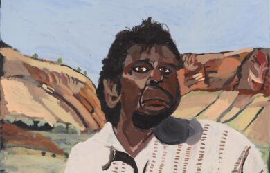 Vincent Namatjira (Western Aranda, born 1983), Albert Namatjira 2021, synthetic polymer paint on linen, 61 × 76 cm. The University of Melbourne Art Collection.