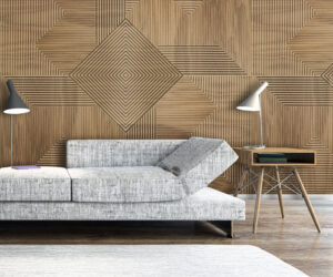 Architectural Panel Mirage in the Modern Living Room Interior
