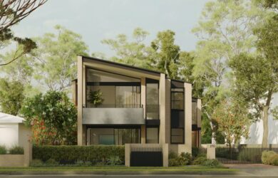 Manor Homes 01 by Studio Johnston, 4 dwellings with garden outlook and skillion roof