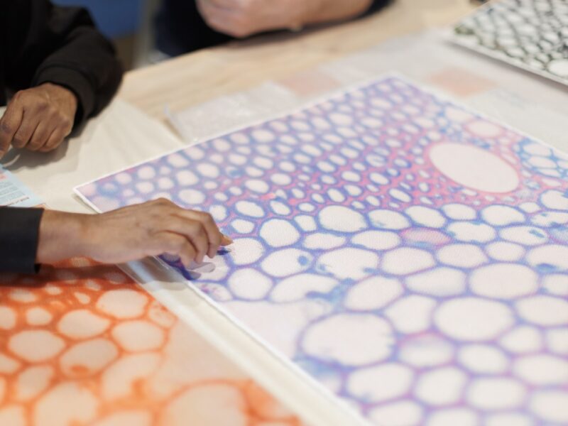 Making inks and testing pigments at Kaiela Arts studio. Photo by James Henry