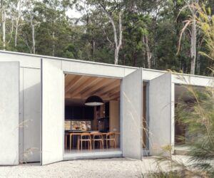 White pebbles forming fire break around house in bushland, photographed for issue 106: Flame Trees by Justin Alexander.