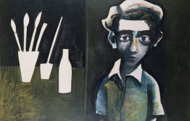 Charles Blackman Self Portrait 1956 enamel on litho paper on hardboard 96.5 x 133.5 cm Heide Museum of Modern Art, Melbourne Purchased from John and Sunday Reed 1980 © Charles Blackman Family Trust