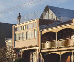 Upper-floor living space and terrace at Fort House overlooking the city, harbour and beach, photographed for issue 108: Out Look by Clinton Weaver.