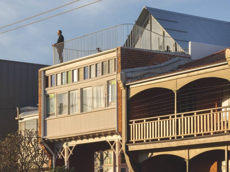Upper-floor living space and terrace at Fort House overlooking the city, harbour and beach, photographed for issue 108: Out Look by Clinton Weaver.